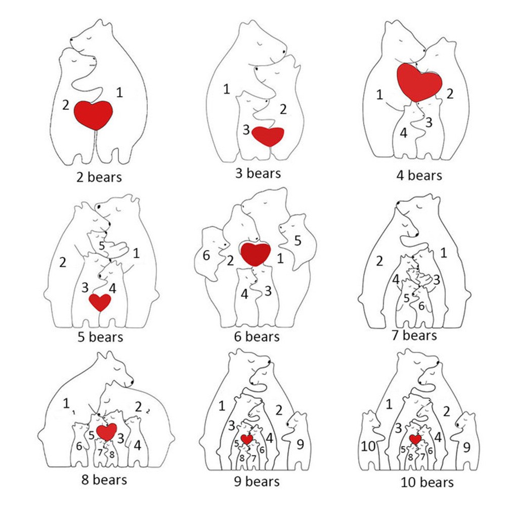 thumbnail image 2 of Bear Family Wooden Puzzle Decorative Signs, Bear Family Theme 2 of 14