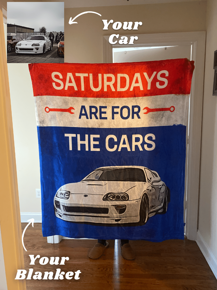 Personalized Saturdays Are For Cars Dad Car Fleece Blanket For Father's Day