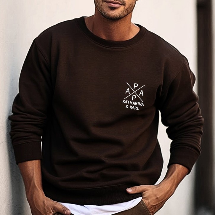 Custom Papa Sweatshirt With Kids Names For Father's Day
