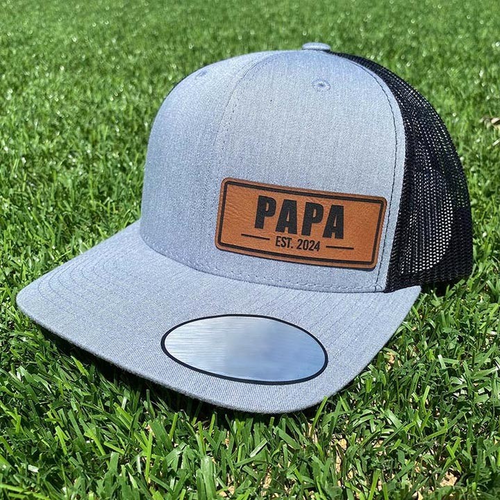 Personalized PAPA Patch Trucker Hat with Kids Names For Father's Day Gift