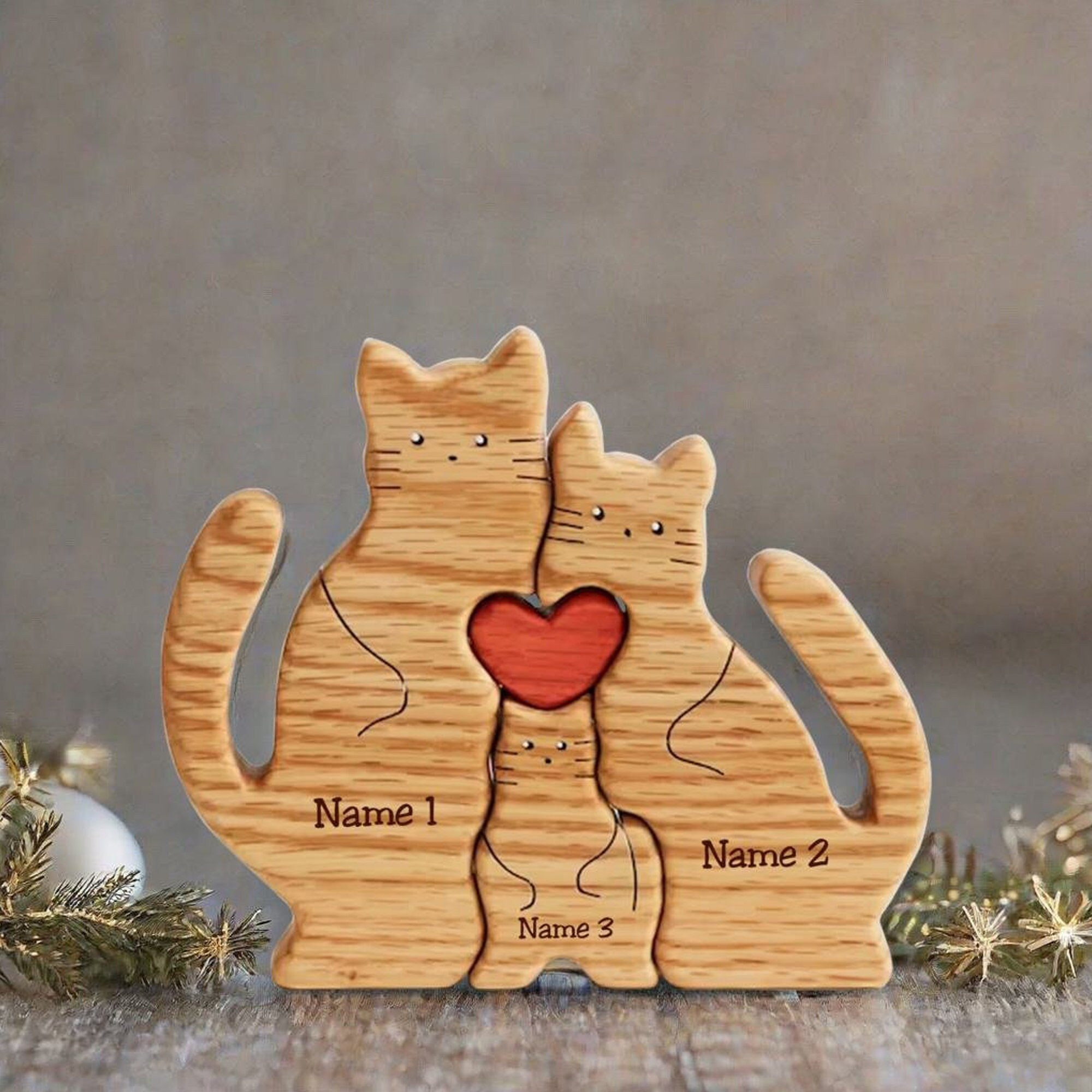 Personalized Family Cat Puzzle Anniversary Birthday Family Keepsake Gift For Christmas Day