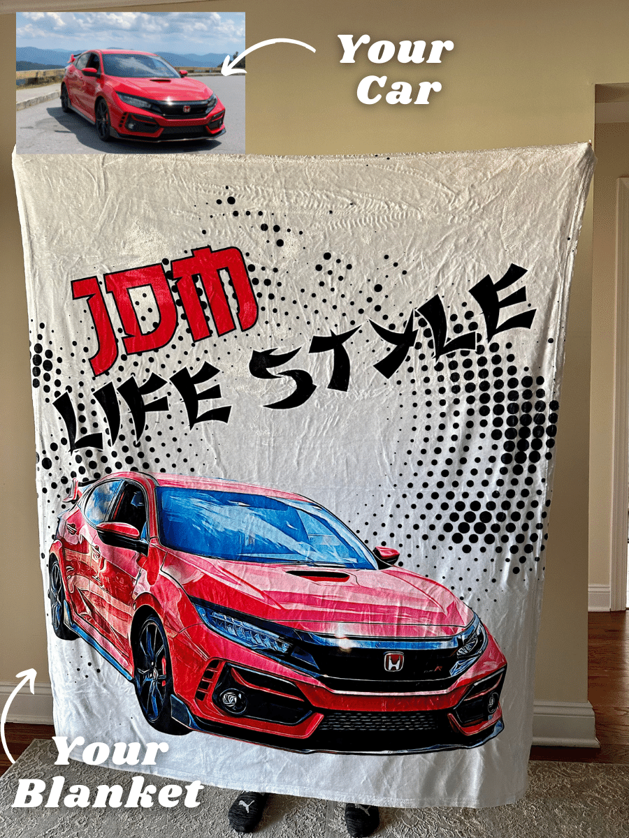 Personalized JDM Car Fleece Blanket For Father's Day