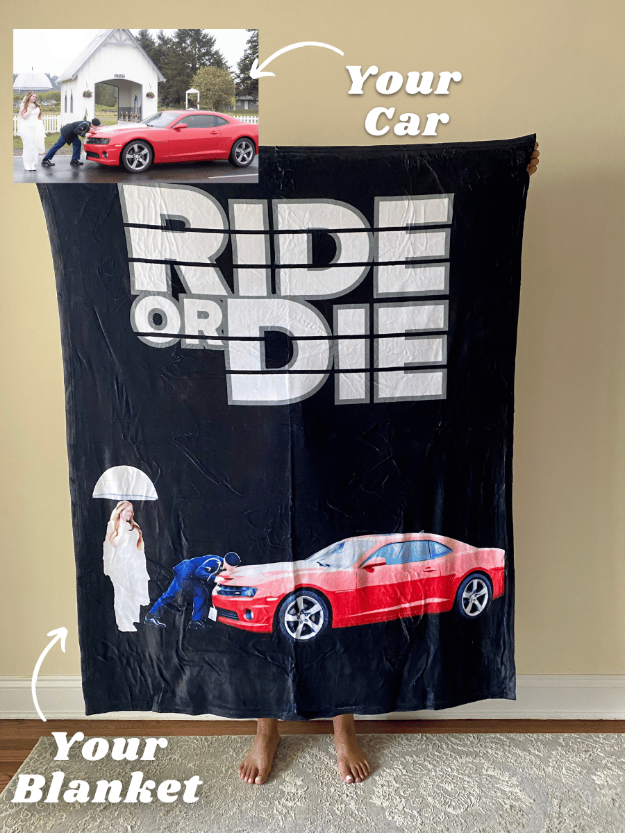 Personalized Ride or Die Car Fleece Blanket For Father's Day