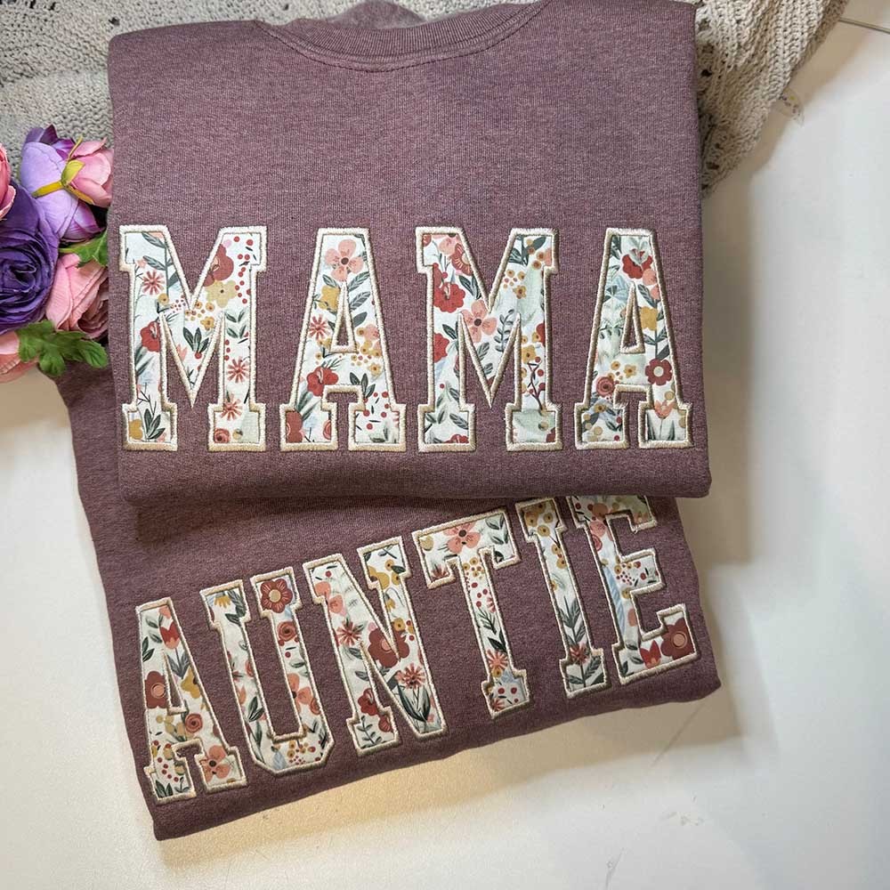 Custom Embroidered Mama Sweatshirt With Kids Names For Mother's Day