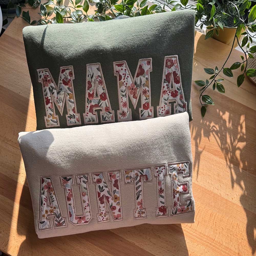 Custom Embroidered Mama Sweatshirt With Kids Names For Mother's Day