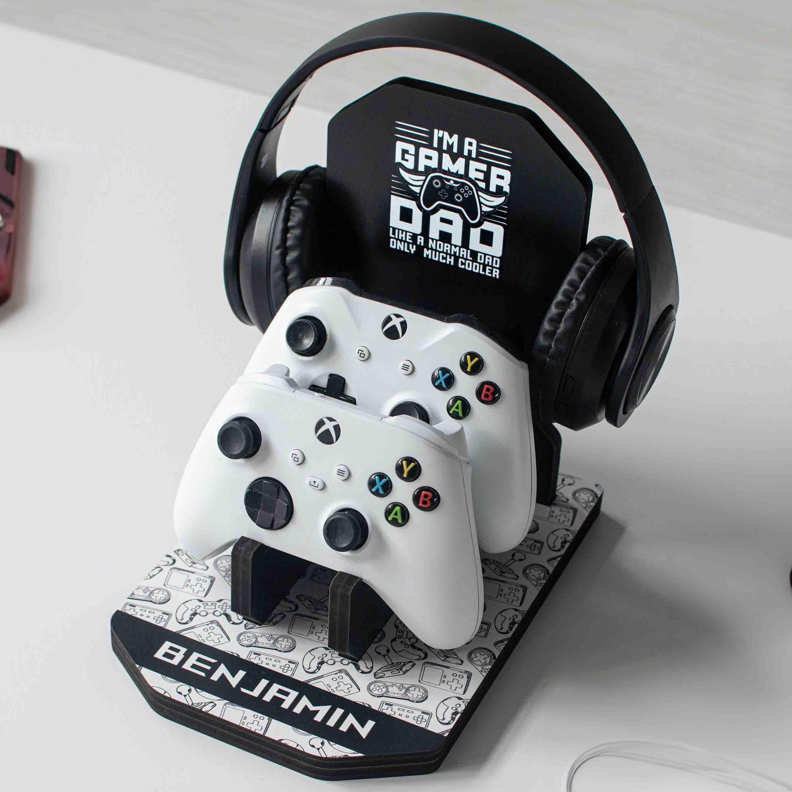 Personalized Headphone and Controller Stand For Gamer Dad Father's Day Gift