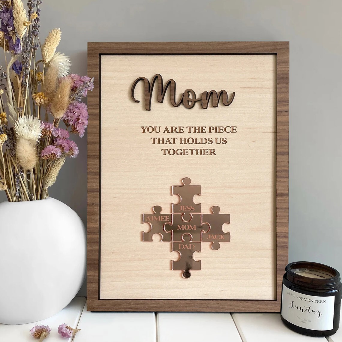 Personalized Mom Puzzle Sign with  Kids Names Gifts For Mother's Day