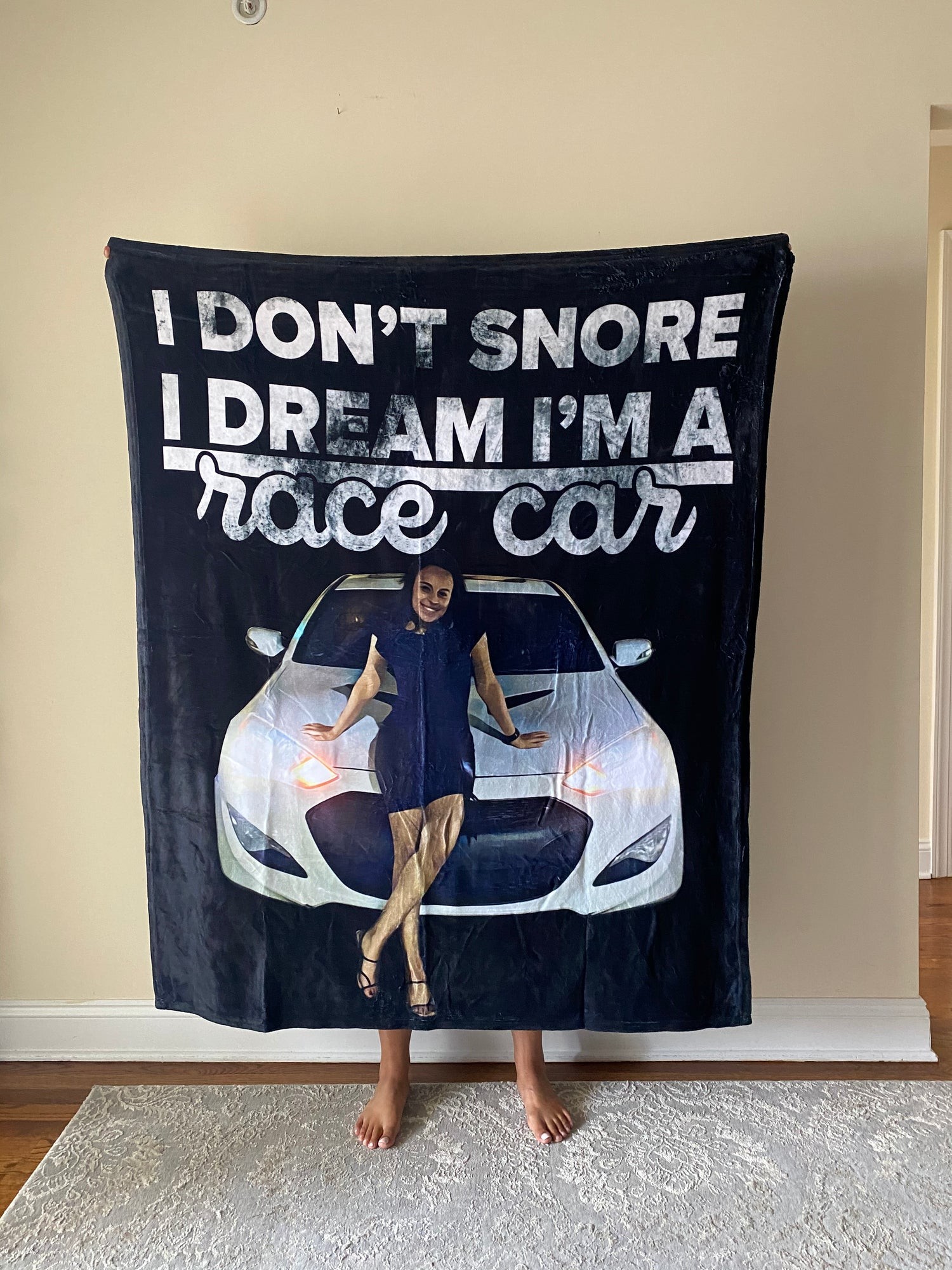 Personalized Don't Snore Dream I'm Race Car Fleece Blanket For Father's Day