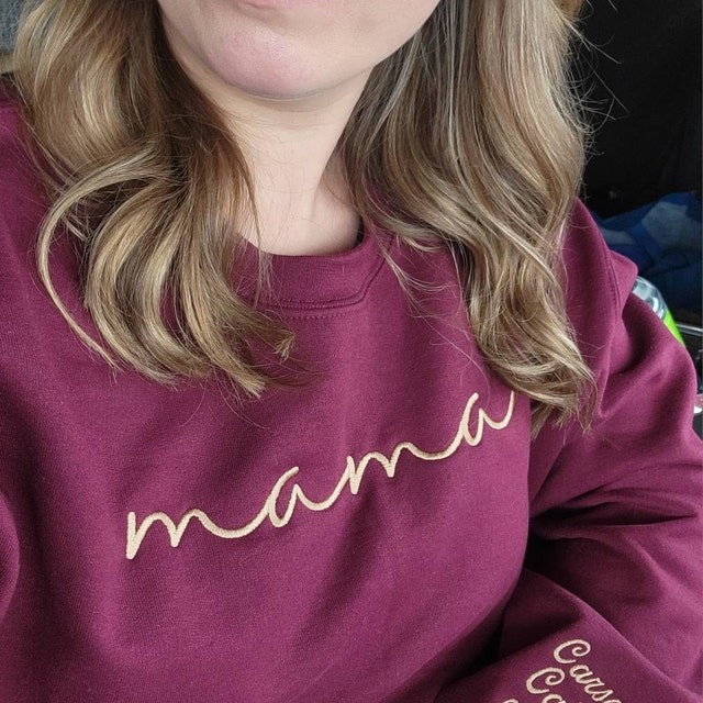 Personalized Embroidered Mama Sweatshirt With Kids Names For Mother's Day