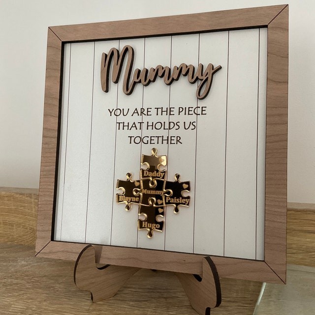 Personalized Mom Puzzle Sign with  Kids Names Gifts For Mother's Day