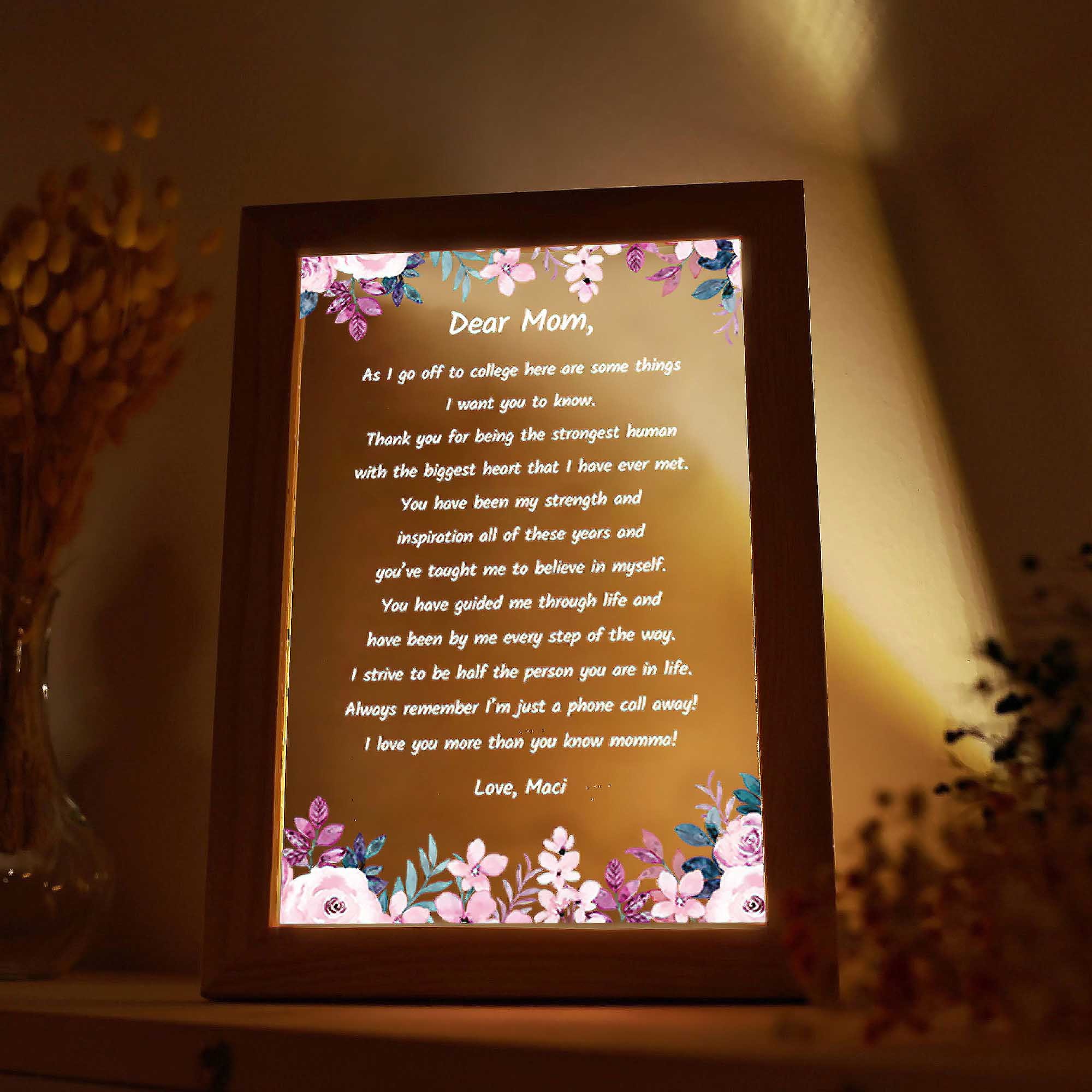 Personalized HandWritten Letter Night Light Mother's Day Gift For Mom Grandma