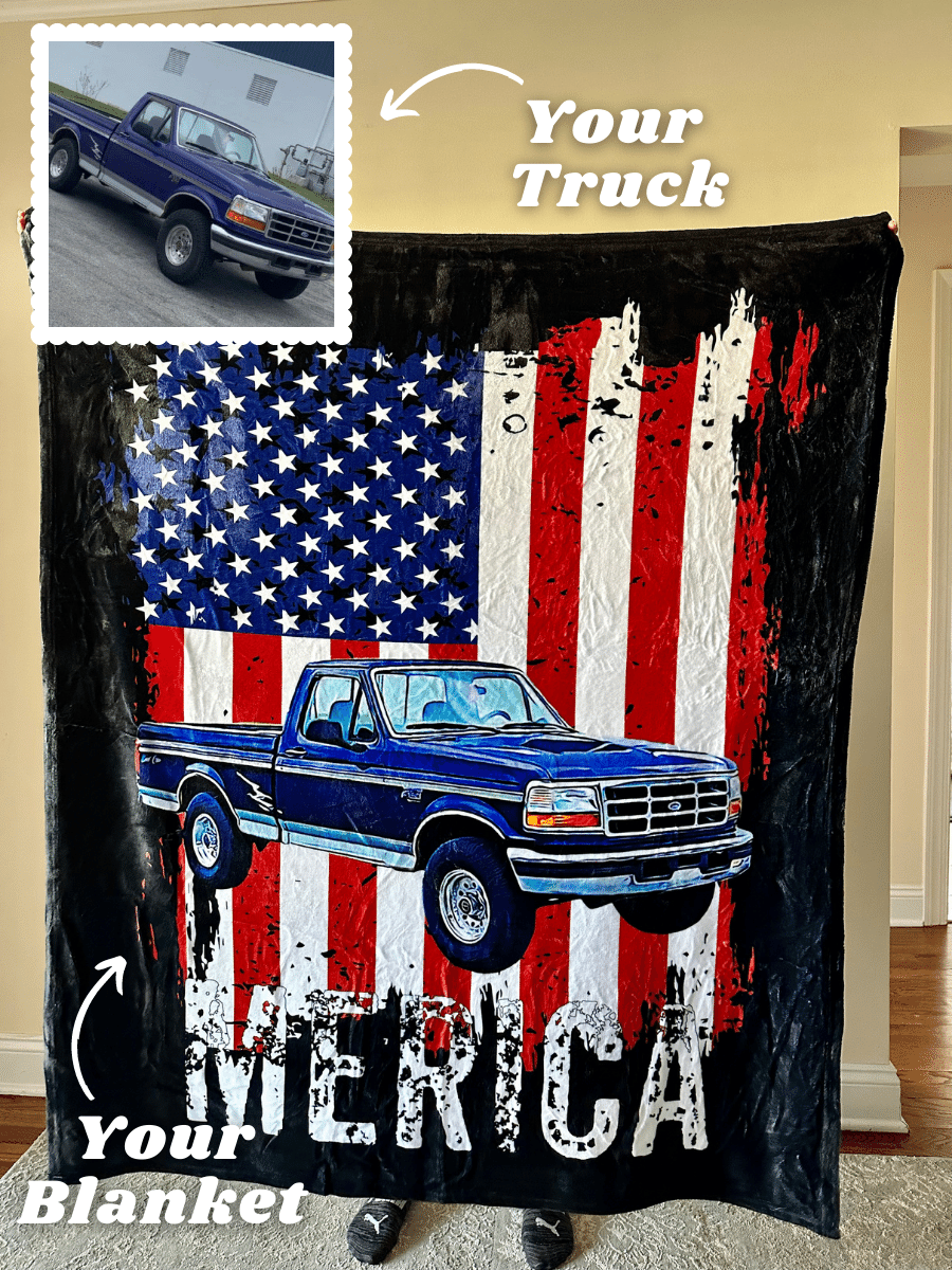 Personalized Merica Car Fleece Blanket For Father's Day