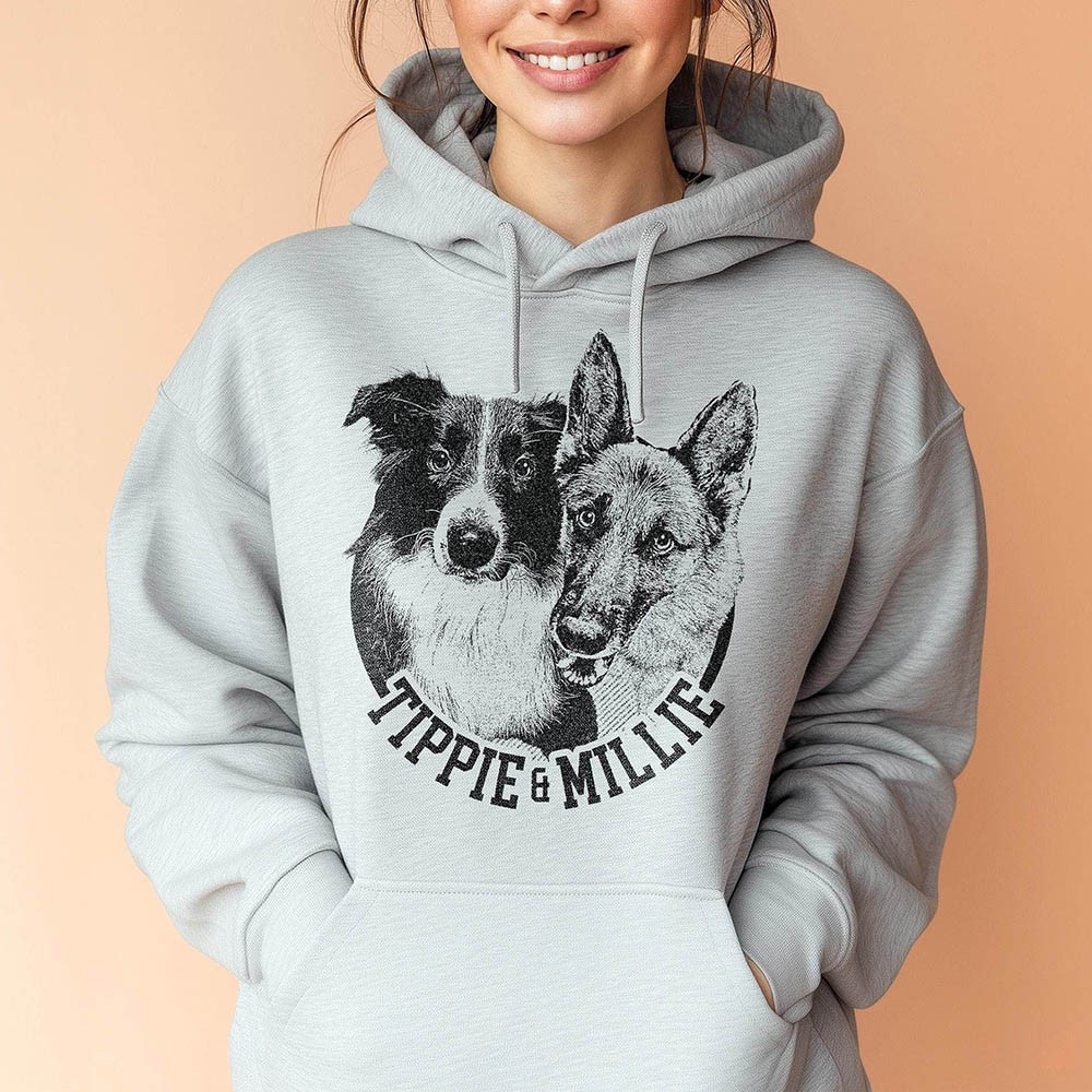 Personalized Pet Portrait Hoodie Hoodie Birthday Gift for Dog Mom/Dad