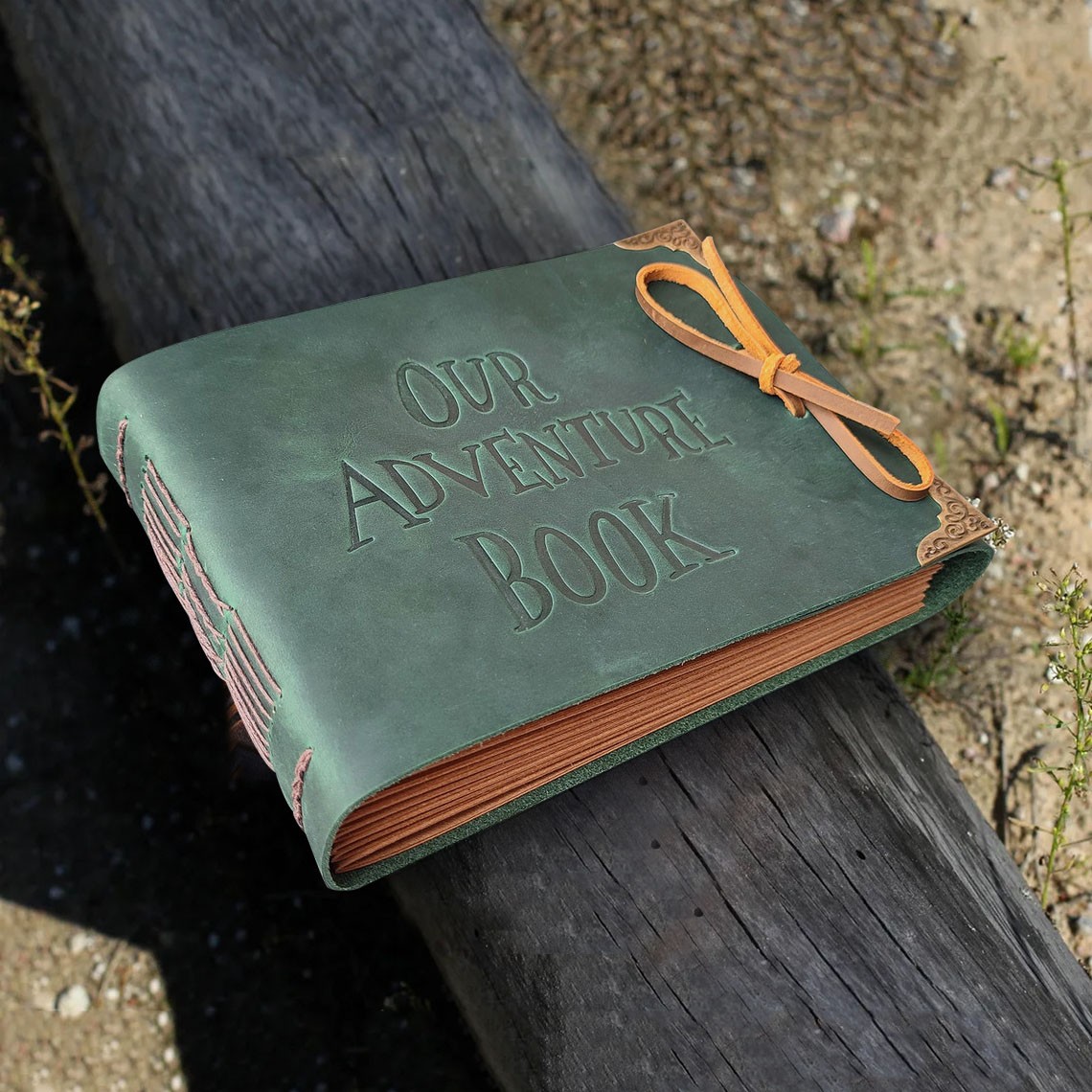 Our Adventure Book Custom Leather Photo Album For Valentine's Day Anniversary Gift Ideas