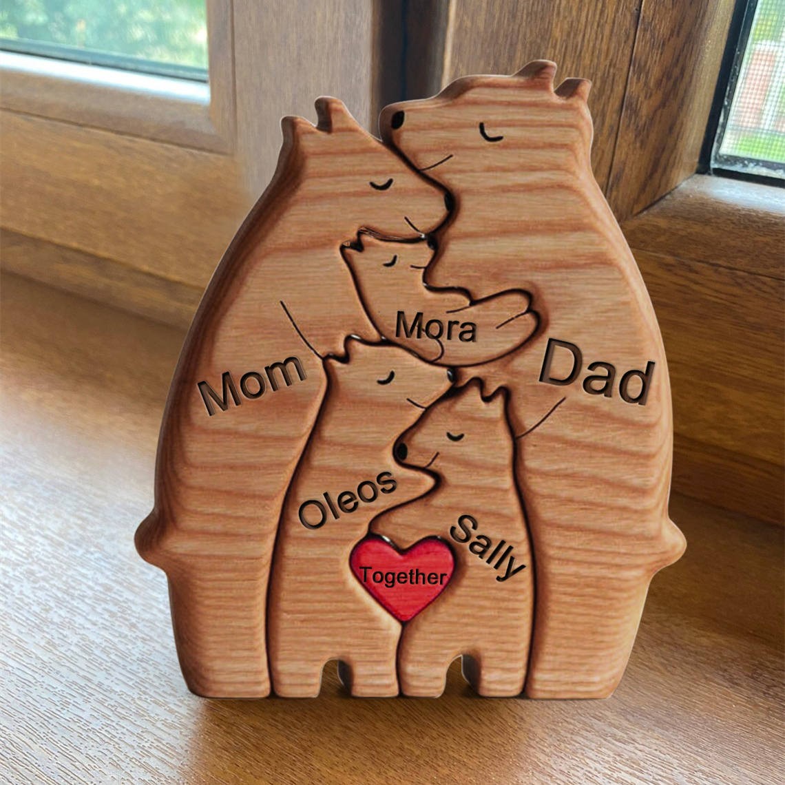 Custom Wooden Bear Family Figurines Puzzle Keepsake Gift For Family Gift Ideas