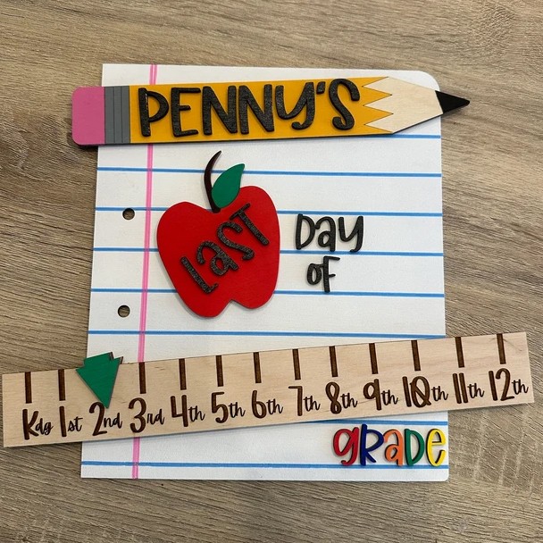 Personalized 1st/Last Day Back to School Prop Interchangeable Sign For Kids