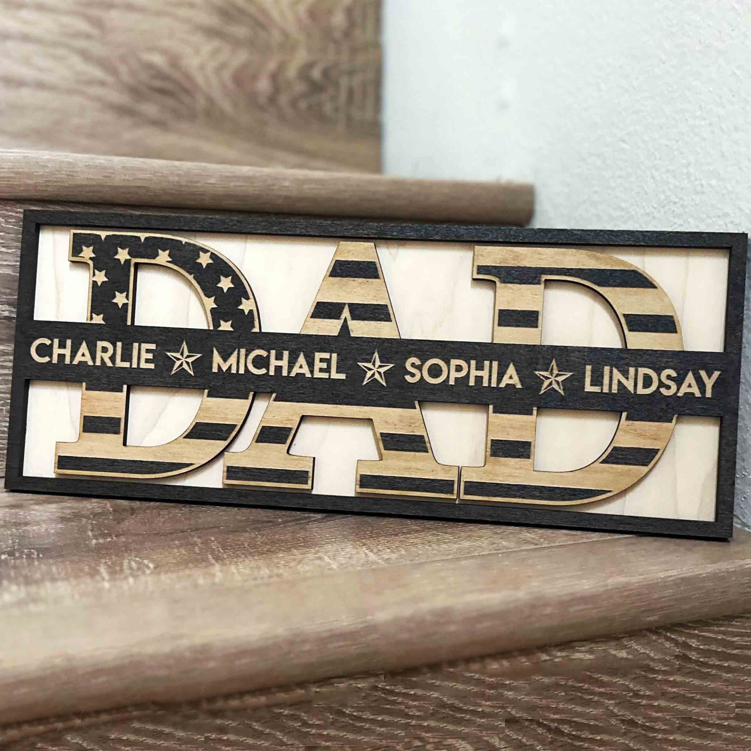 Personalized Dad Sign with Kids Names Gifts For Father's Day