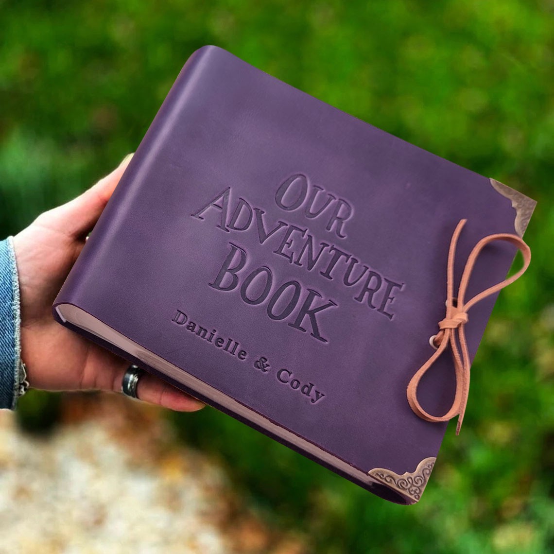 Our Adventure Book Custom Leather Photo Album For Valentine's Day Anniversary Gift Ideas