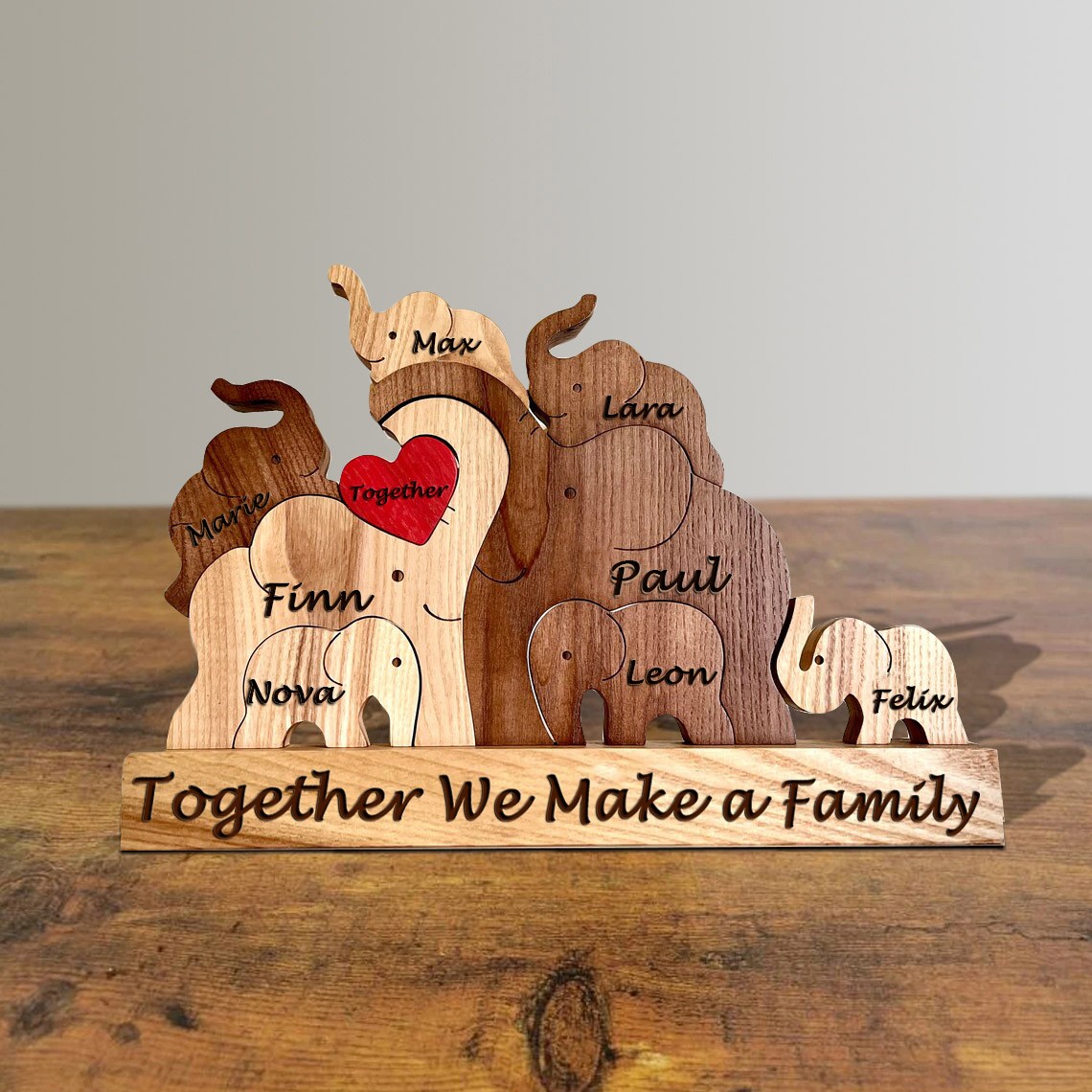 Custom Family Elephant Puzzle Anniversary Birthday Keepsake Gifts For Mother's Day