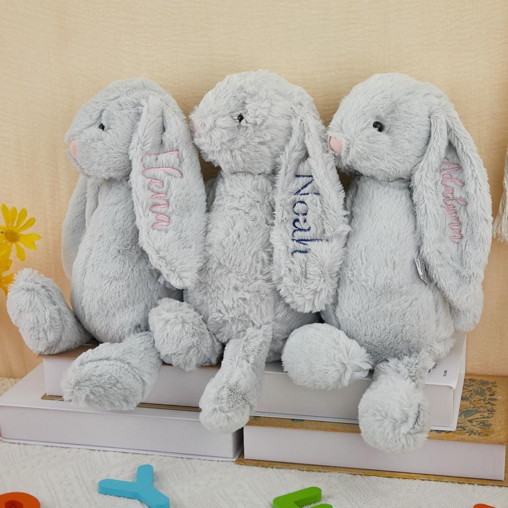Personalized Embroidered Plush Bunny Rabbit with Name Gift For Kid Newborn Baby