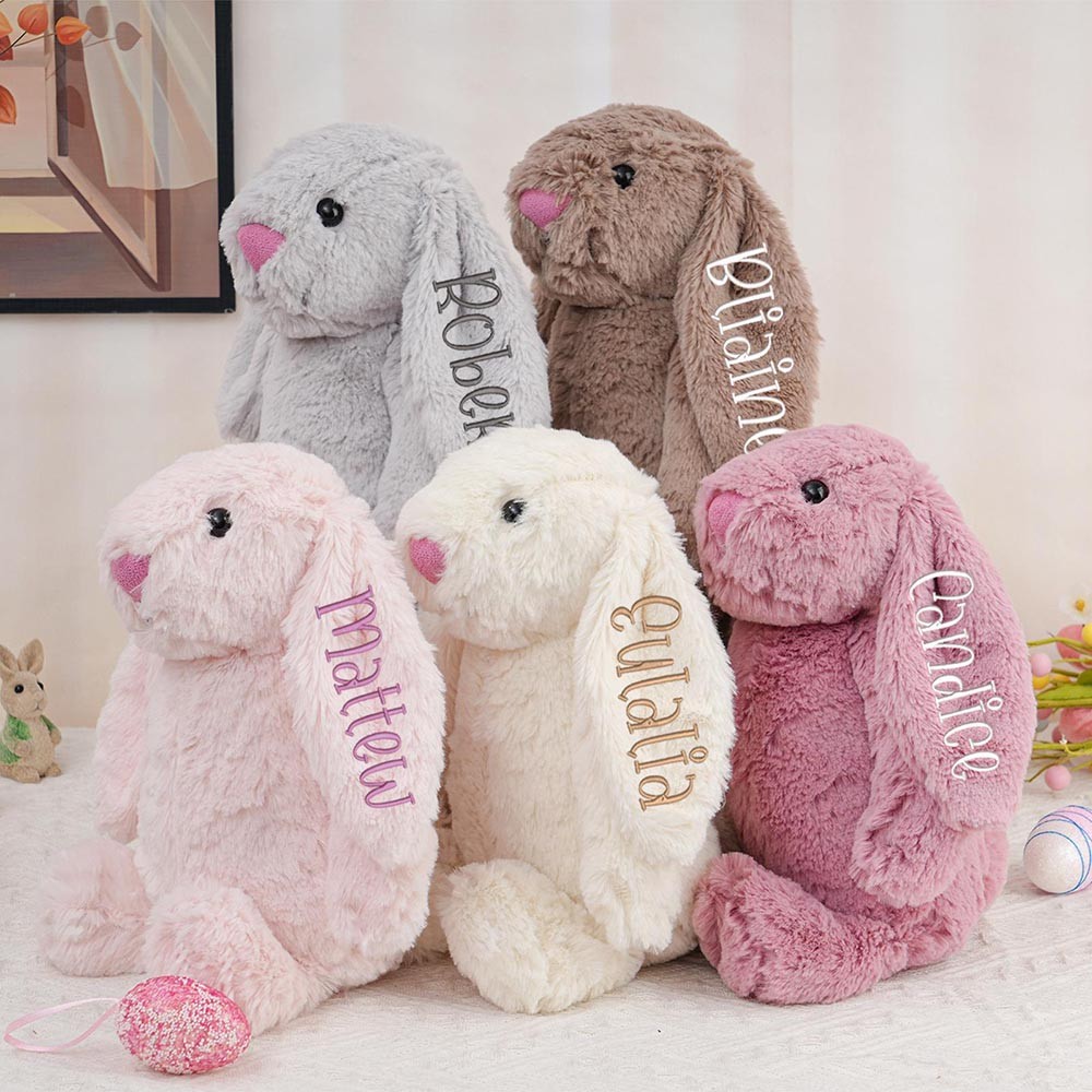 Personalized Embroidered Plush Bunny Rabbit with Name Gift For Kid Newborn Baby