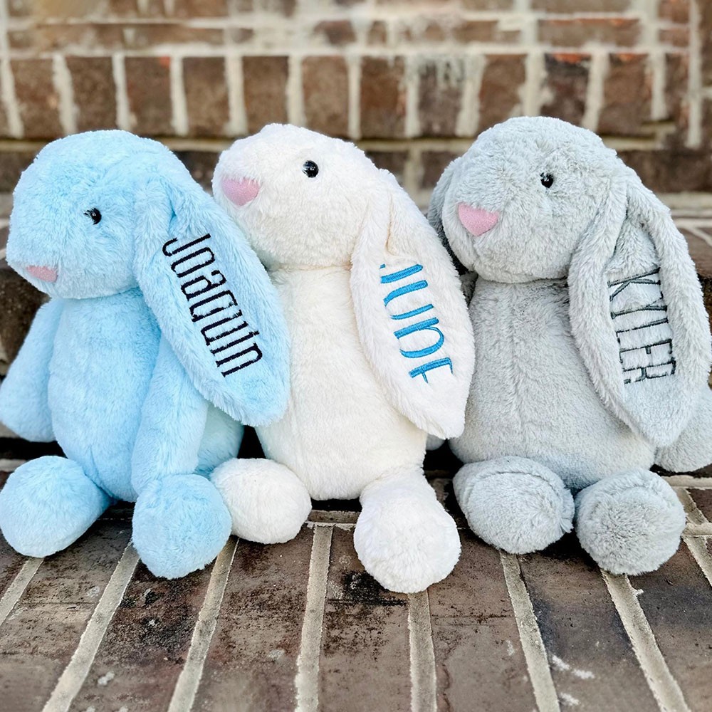 Personalized Embroidered Plush Bunny Rabbit with Name Gift For Kid Newborn Baby