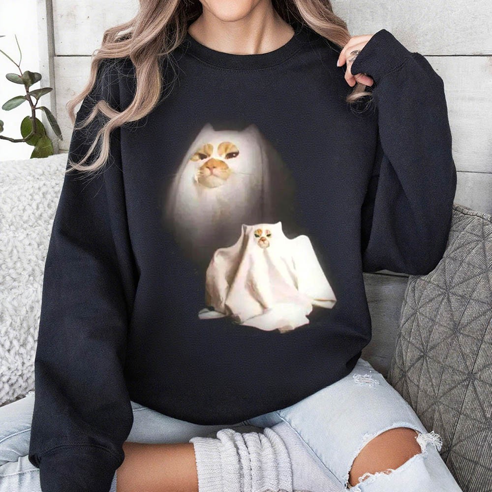 Vintage Ghost Kitten Shirt Sweatshirt Gift For Halloween
