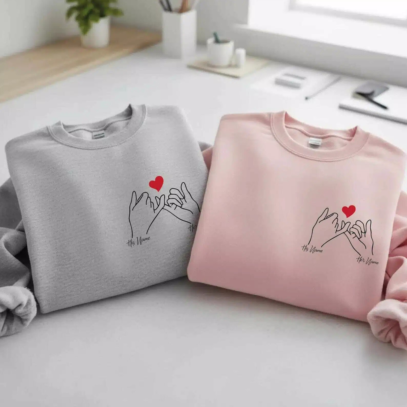 Custom Holding Hands Couple Sweatshirt: Personalized Valentine’s Day Hoodie, Love Hands Gift
