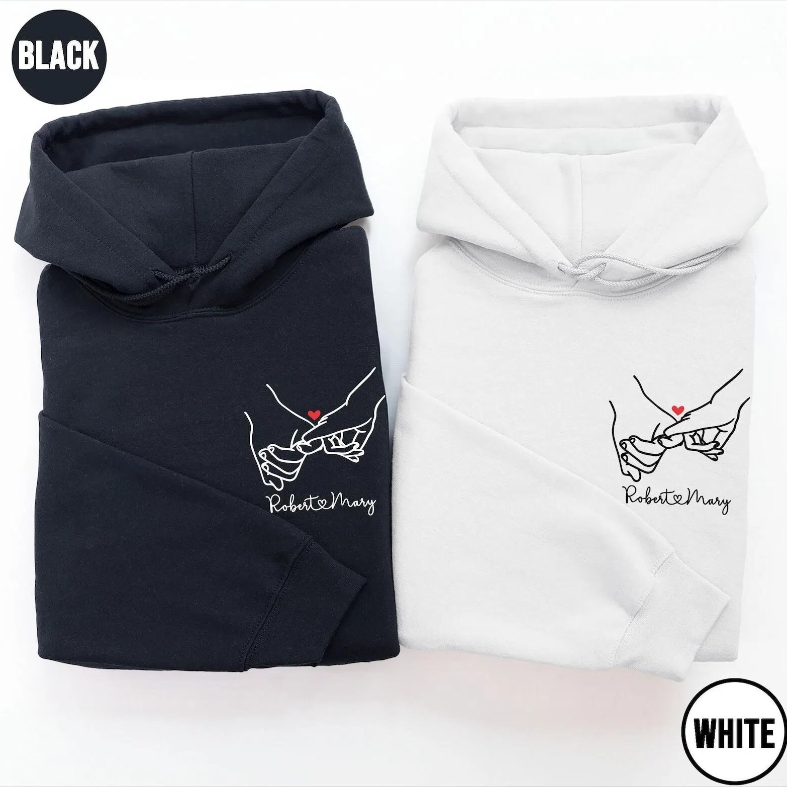 Custom Matching Hoodies For Couples Sweatshirt, Pinky Promise Hoodie, Personalized Name Sweater For Valentines Day Gift, Anniversary Gift