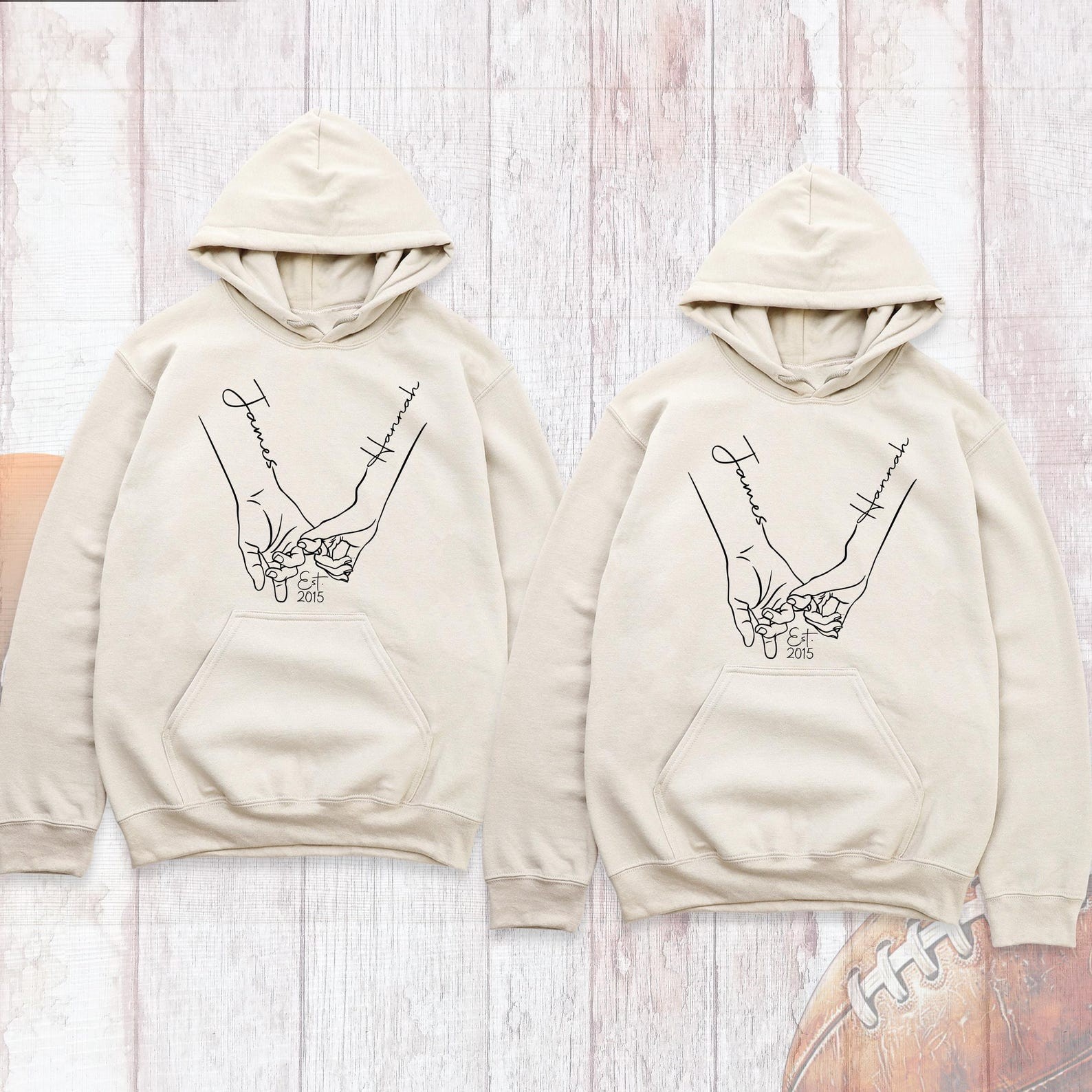 Valentines Day Couple Hoodie Sweatshirt, Holding Hands Custom Name Long Sleeve, Matching Couples Est Sweatshirt, Wedding Anniversary Hoodies