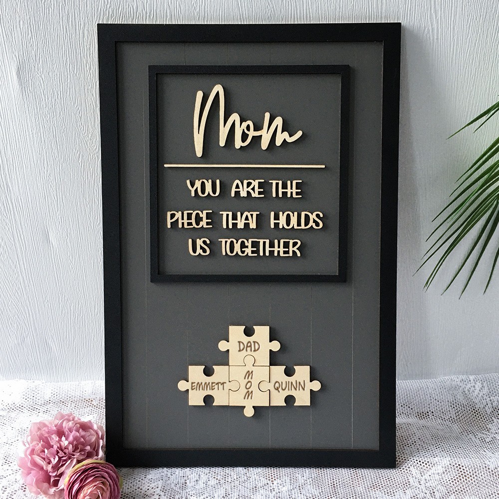 Personalized Mom Puzzle Sign with  Kids Names Gifts For Mother's Day