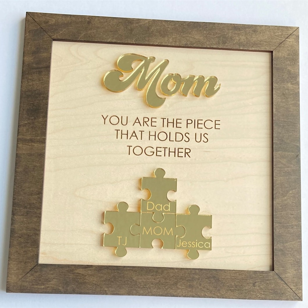 Personalized Mom Puzzle Sign with  Kids Names Gifts For Mother's Day