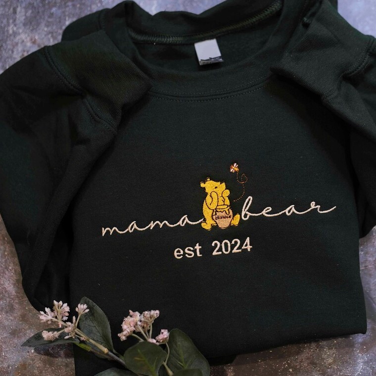 Personalized Embroidered Mama Bear Sweatshirt With Kids Names For Mother's Day