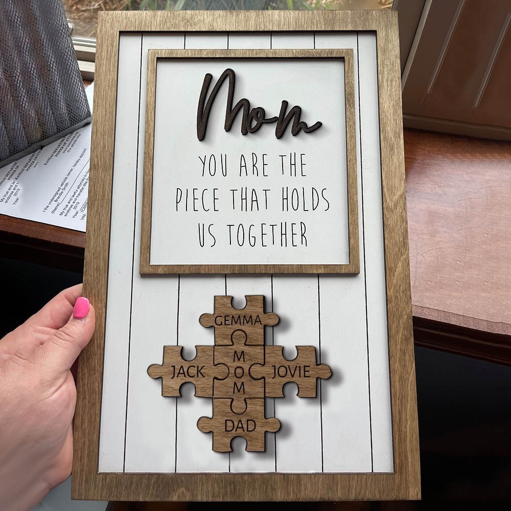 Personalized Mom Puzzle Sign with  Kids Names Gifts For Mother's Day