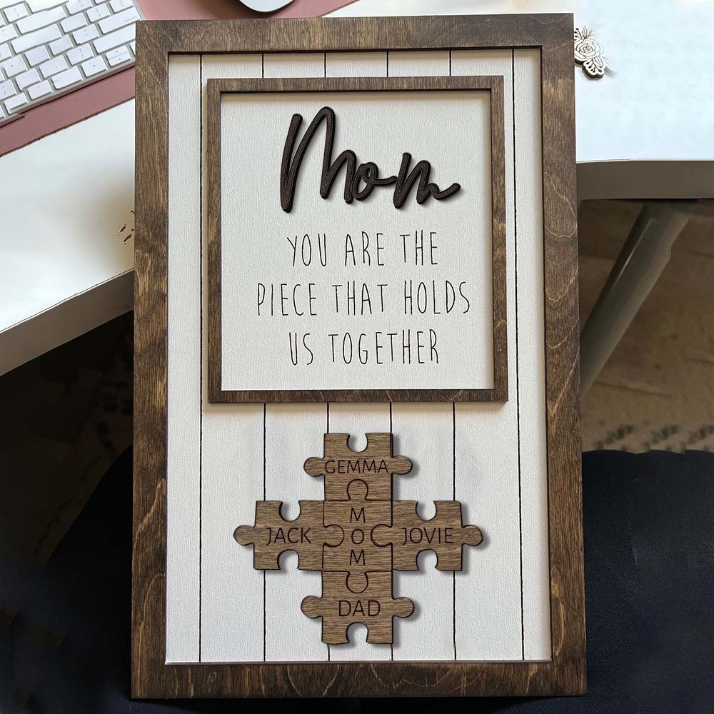 Personalized Mom Puzzle Sign with  Kids Names Gifts For Mother's Day