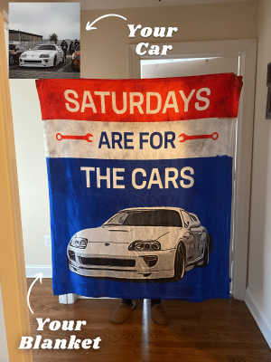 Personalized Saturdays Are For Cars Dad Car Fleece Blanket For Father's Day