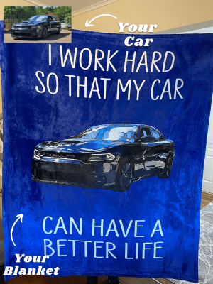 Personalized I Work Hard Car Fleece Blanket For Father's Day