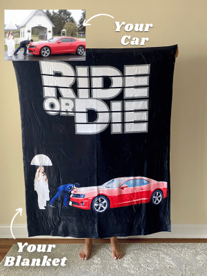 Personalized Ride or Die Car Fleece Blanket For Father's Day