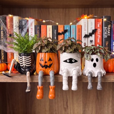 Halloween Planter Pot, Cute Succulent Planter, Spooky Plant Pot, Pumpkin Ghost Skull Planter