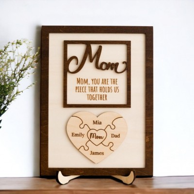 Personalized Mom Puzzle Sign with  Kids Names Gifts For Mother's Day