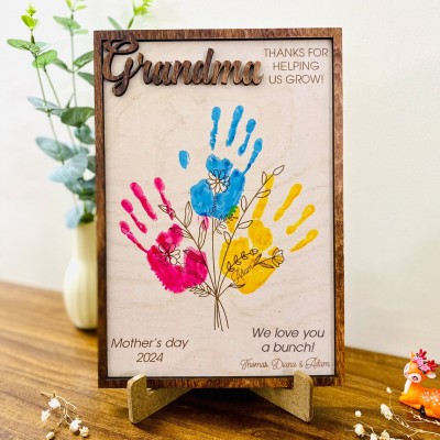 Personalized DIY Flower Handprint Art Craft Sign With Kids Name For Mother's Day