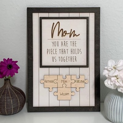 Personalized Mom Puzzle Sign with  Kids Names Gifts For Mother's Day