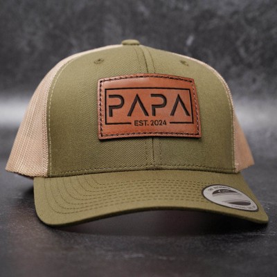 Personalized PAPA Patch Trucker Hat with Kids Names For Father's Day Gift