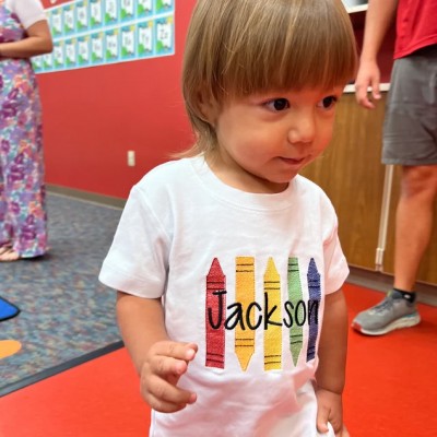 Personalized Embroidered Crayons First Day Back to School Kindergarten Shirt For Kids