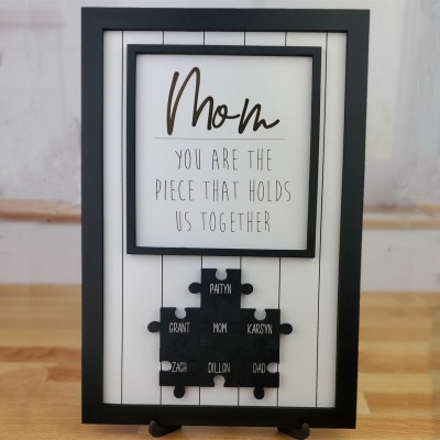 Personalized Mom Puzzle Sign with  Kids Names Gifts For Mother's Day