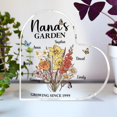 Personalized Birth Flower Acrylic Plaque Home Decor For Mom Grandma Gift Ideas