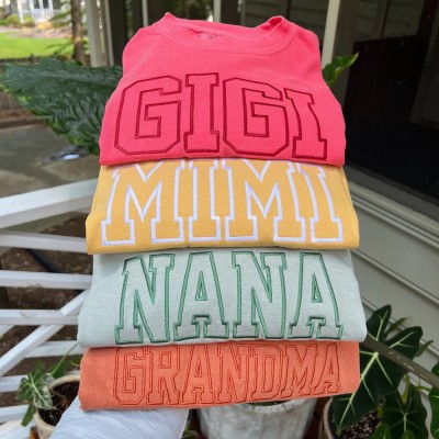 Custom Embroidered Grandma Sweatshirt With Kids Names For Mother's Day