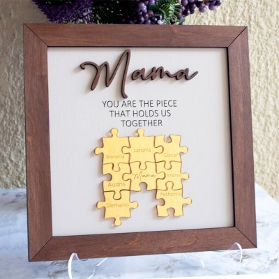 Personalized Mom Puzzle Sign with  Kids Names Gifts For Mother's Day