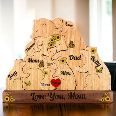 Custom Family Bear Puzzle Anniversary Birthday Keepsake Gifts For Father's Day
