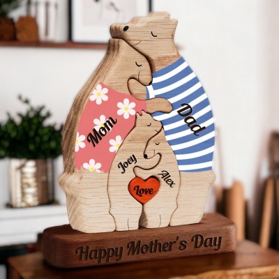 Custom Family Bear Puzzle Anniversary Birthday Keepsake Gifts For Family